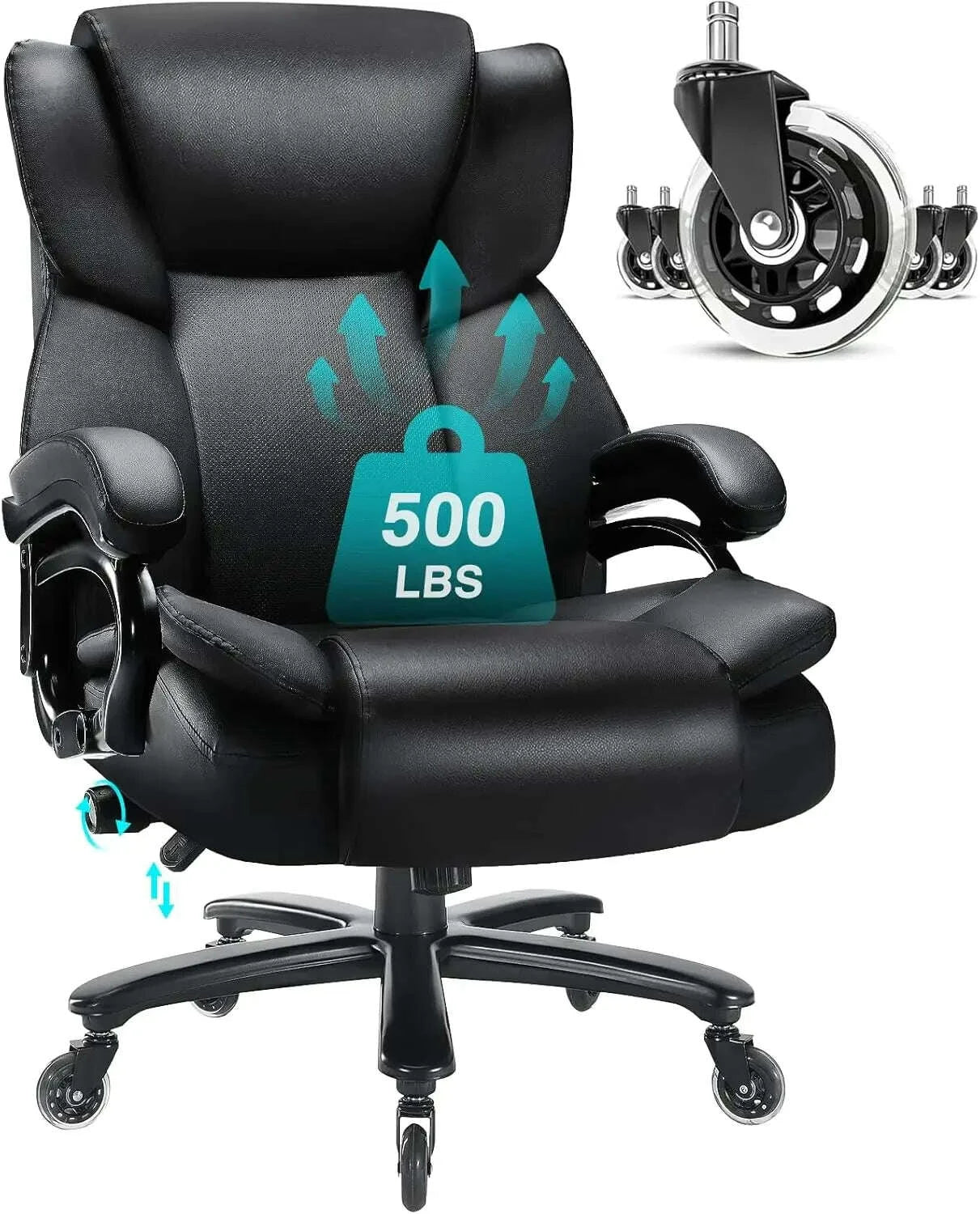 KIMLUD, 500lbs Heavy Duty Big And Tall Office Chair Dual Rubber Wheel Executive Desk Chair for Low Back Pain Relief, KIMLUD Womens Clothes