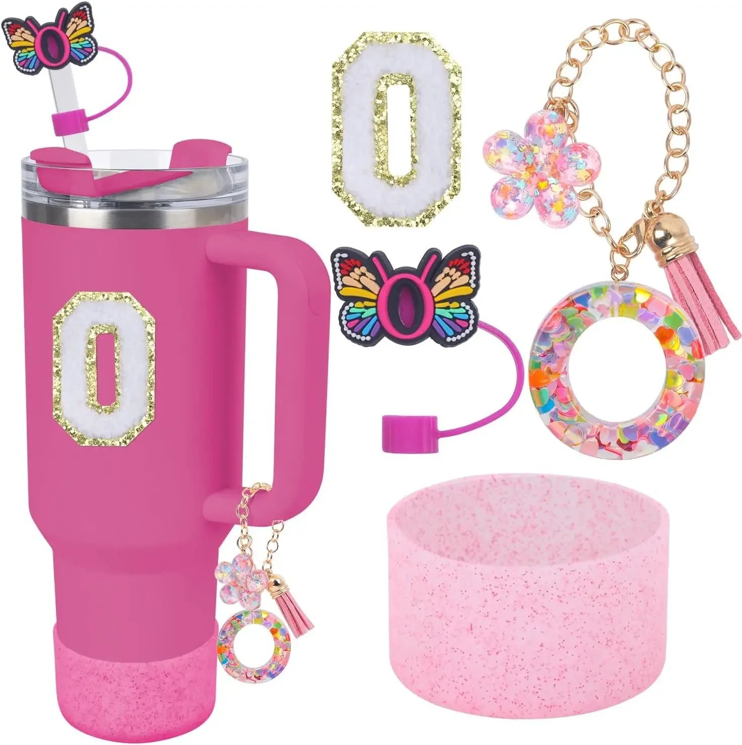 Accessories for Stanley Cup 40oz 30oz Letter Charms for Handle Silicone Boot,Straw Cover Topper & Sticker Charms