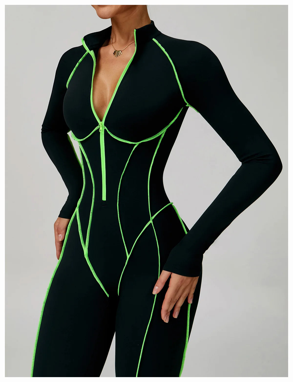 Yoga Bodysuits Women  Breathable Workout Sets Gym Clothes Push Up Fitness Running Sportwear Sexy Zipper Leggings Suit