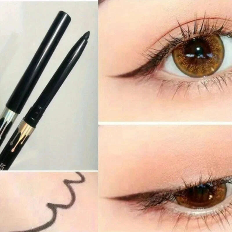 KIMLUD, Waterproof Black Brown Eyeliner Gel Pencil Ultra-fine Matte Smooth Quick Dry Non-Smudge Easy Wear Eyeliner Pen Makeup for Eyes, KIMLUD Womens Clothes