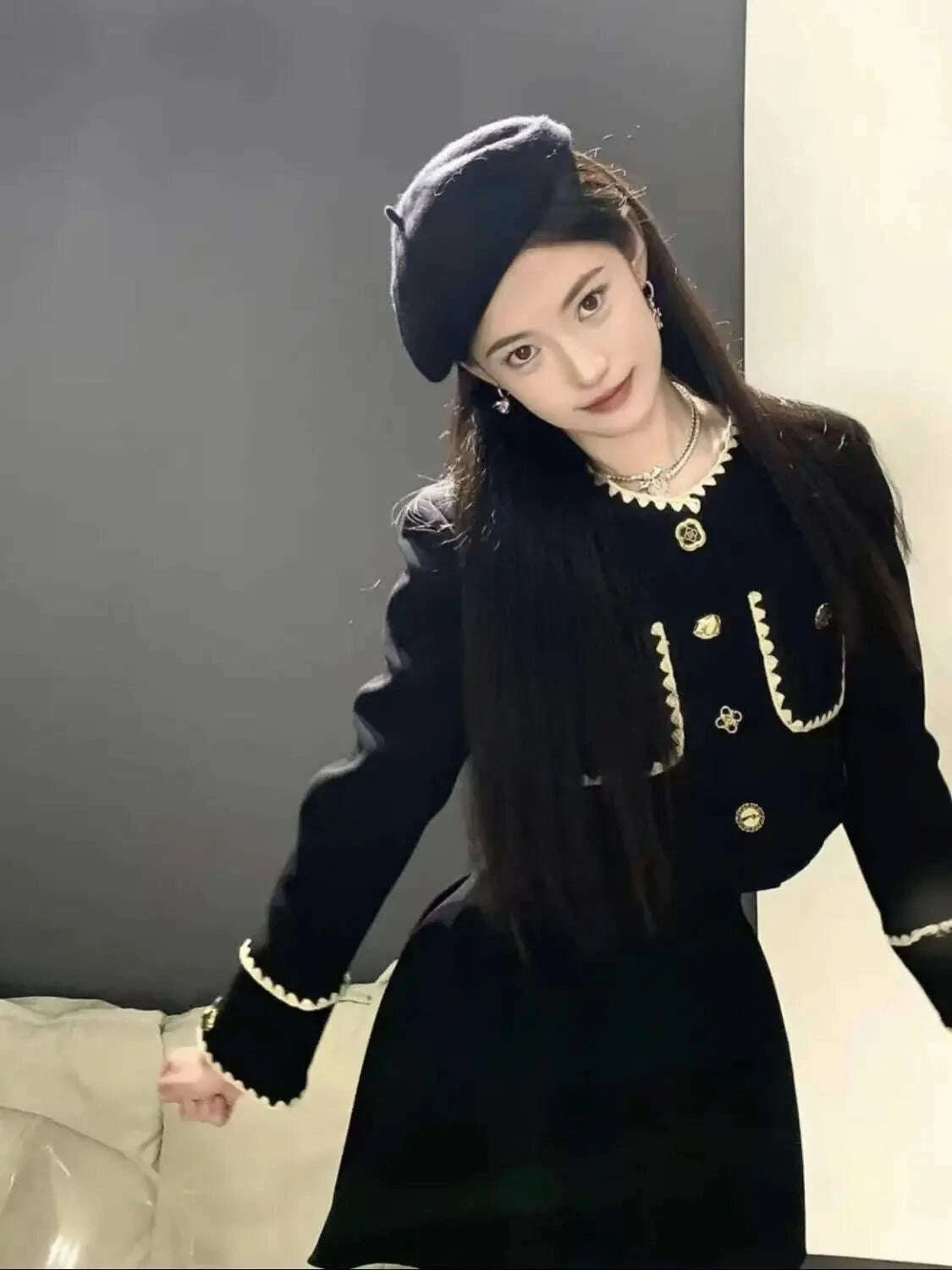 KIMLUD, Autumn The Latest Elegant Coat Skirt Two-piece Set Mainland China Conjunto Femenino Roupa Elegante 2 Piece Blazer and Skirt, KIMLUD Womens Clothes