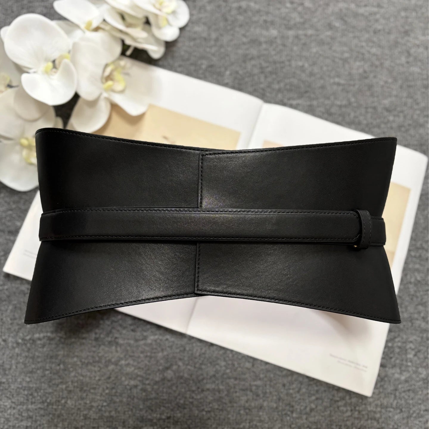 Leather Belt – Hook and Loop Fastening – Split Leather – Black | KIMLUD