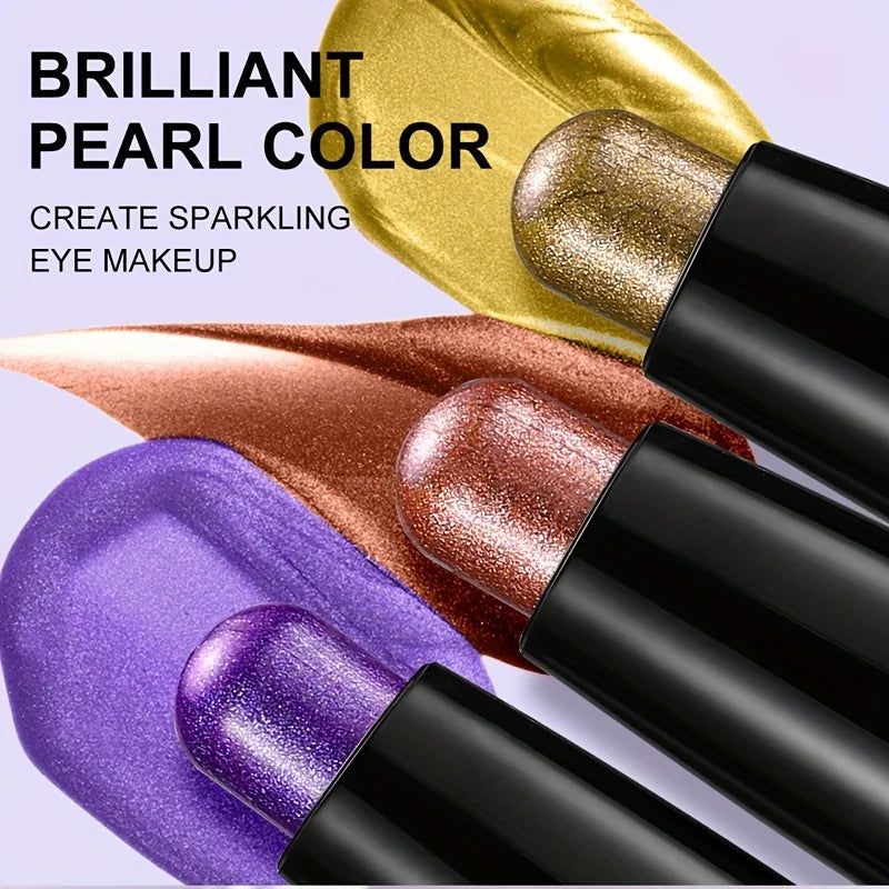 Brown Neutral Metal Eye Shadow Stick, Magic Color cream Shimmer Crayon, Eye Whitening Stick, Highlight Pen, Eyeliner Pen
