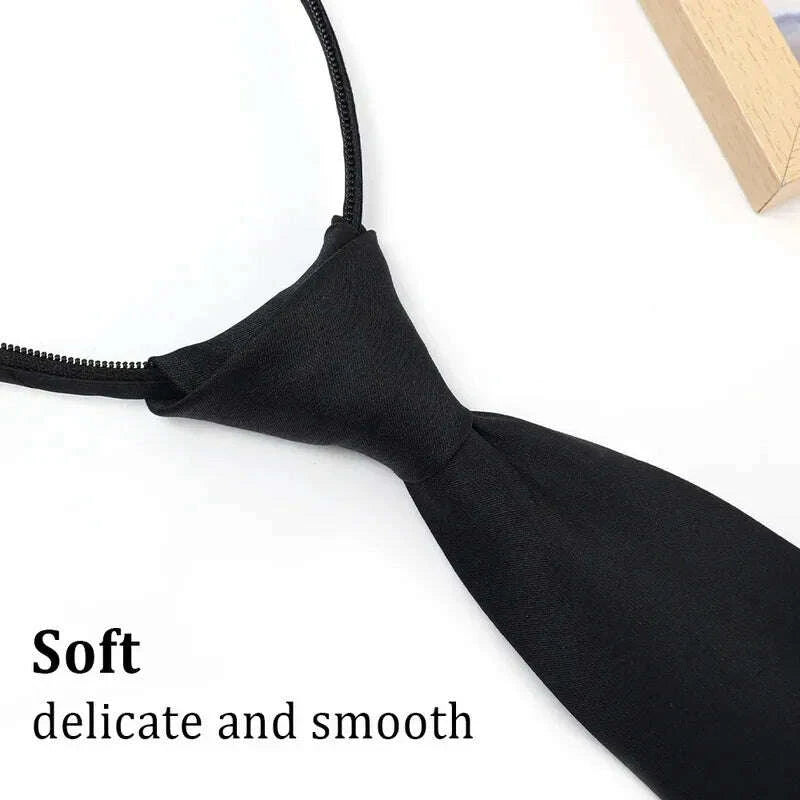 KIMLUD, Unisex Black Simple Clip on Tie Security Tie Uniform Shirt Suit Neckties Steward Matte Funeral Lazy Neck Ties Men Women Students, KIMLUD Womens Clothes