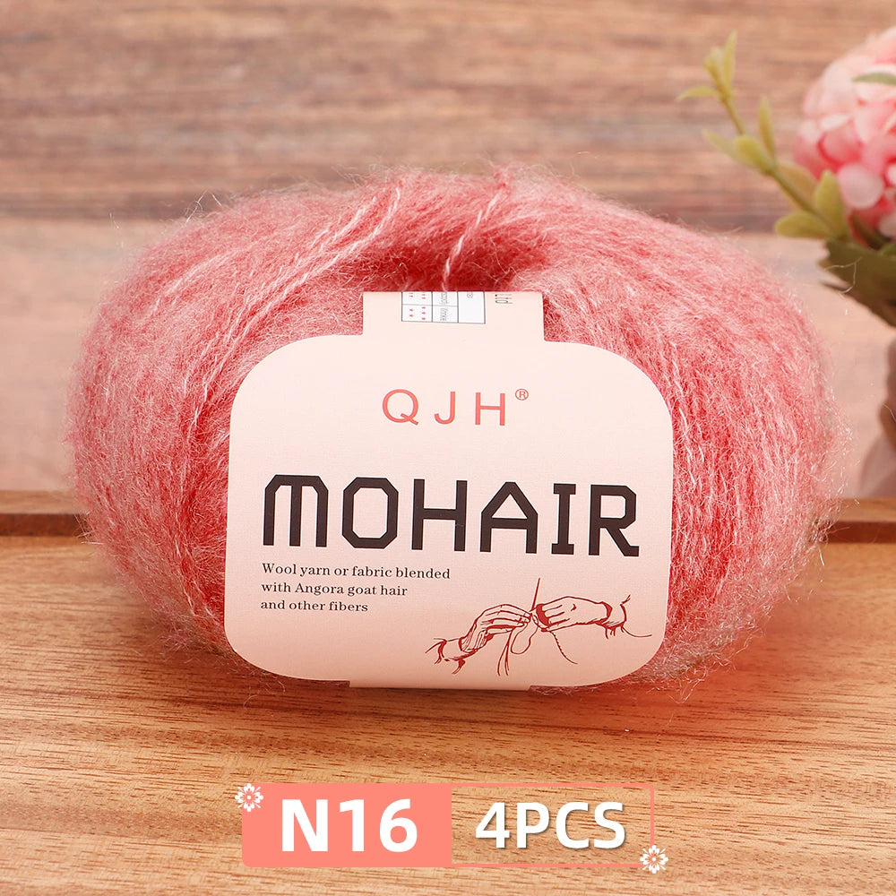 Mohair Yarn Set 4-Skein Bundle, 130m Each — Multicolor | KIMLUD