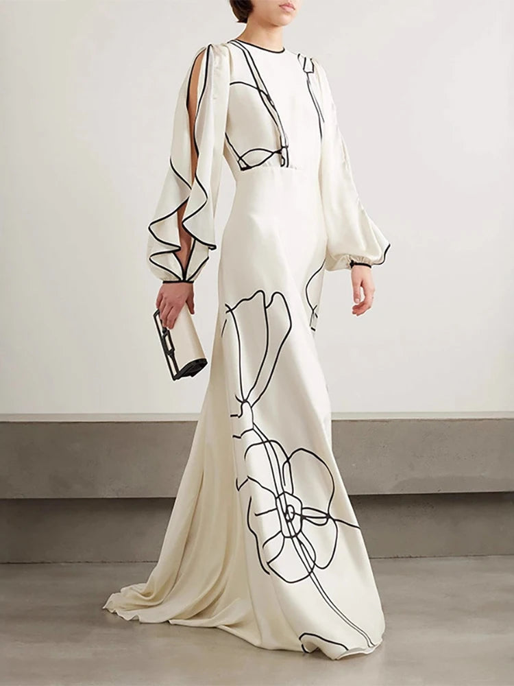 Dress – Boho Ruffled Maxi – Polyester – Floor-Length | KIMLUD