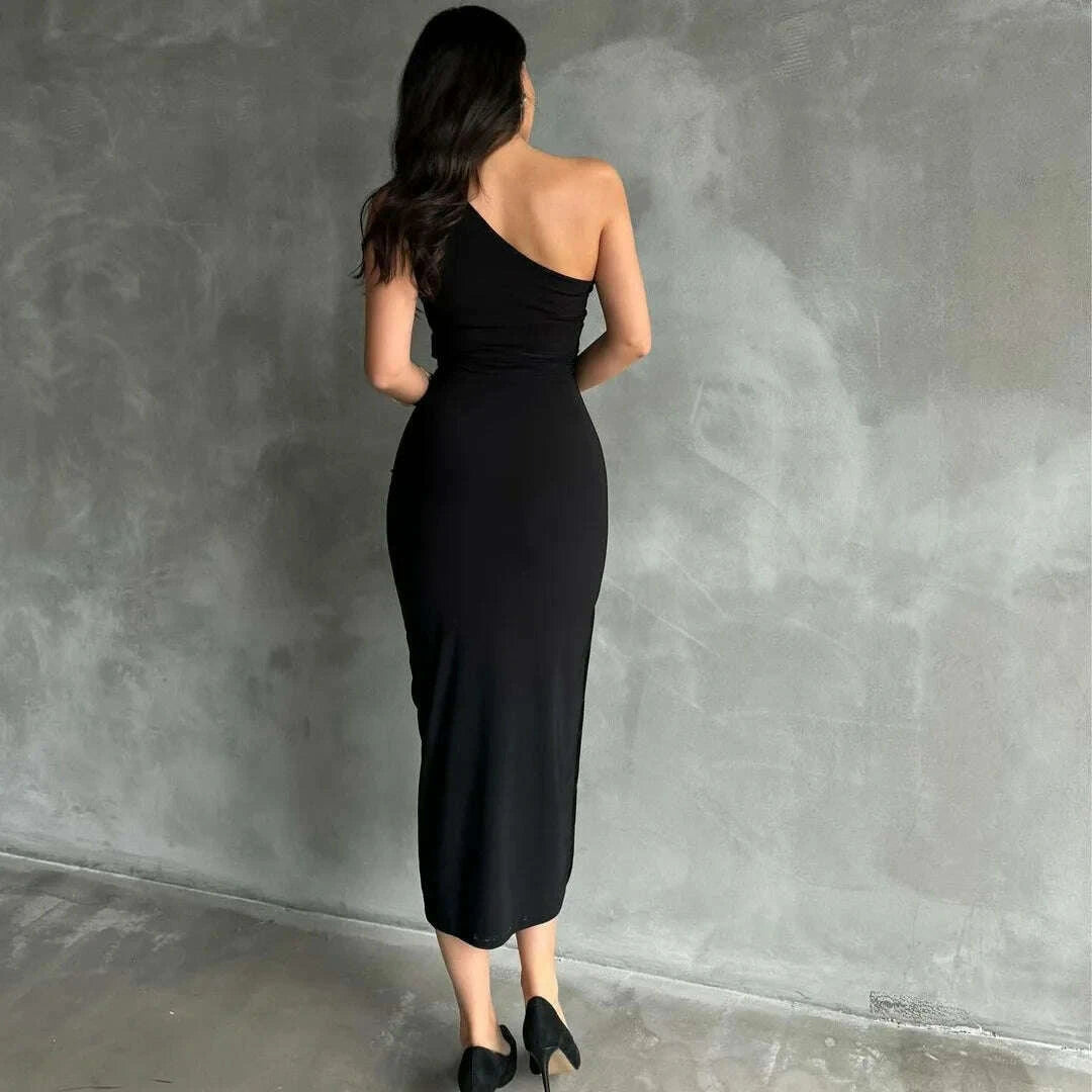 2025-summer-new-slanted-shoulder-solid-color-slit-sexy-temperament-slim-fit-dress-for-women-wholesale-women-club-clothing-kimlud-kimlud-33915419