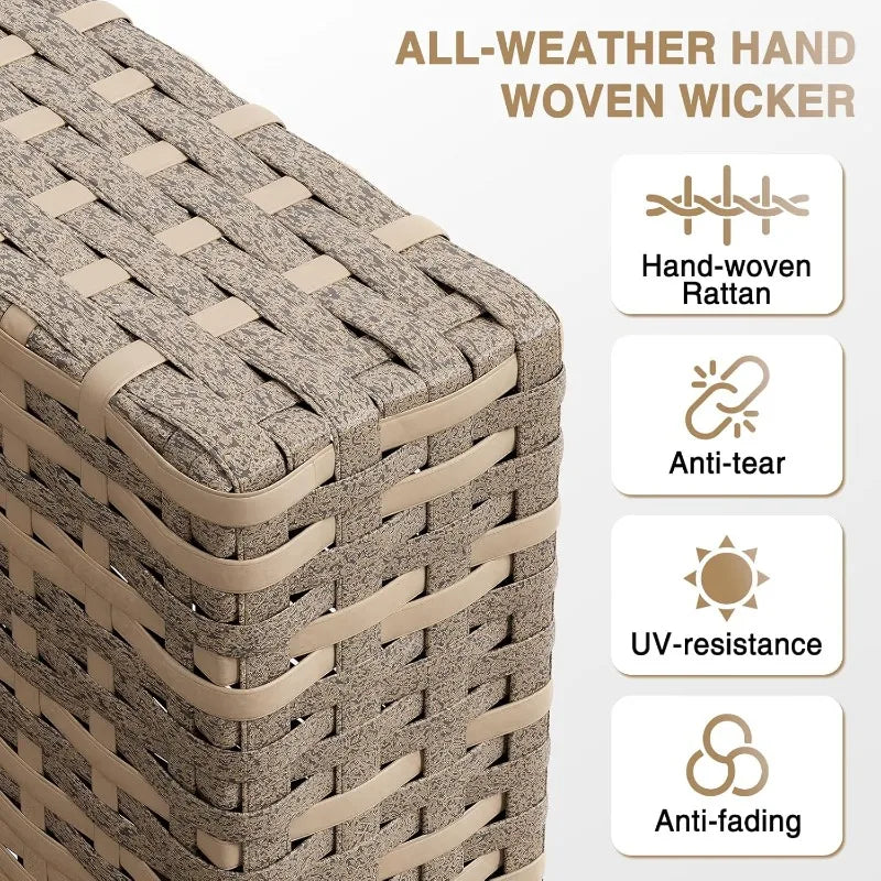 Wicker 7-Piece Outdoor Patio Set With Cushions And Protective Weather-Resistant Weave — Beige | KIMLUD
