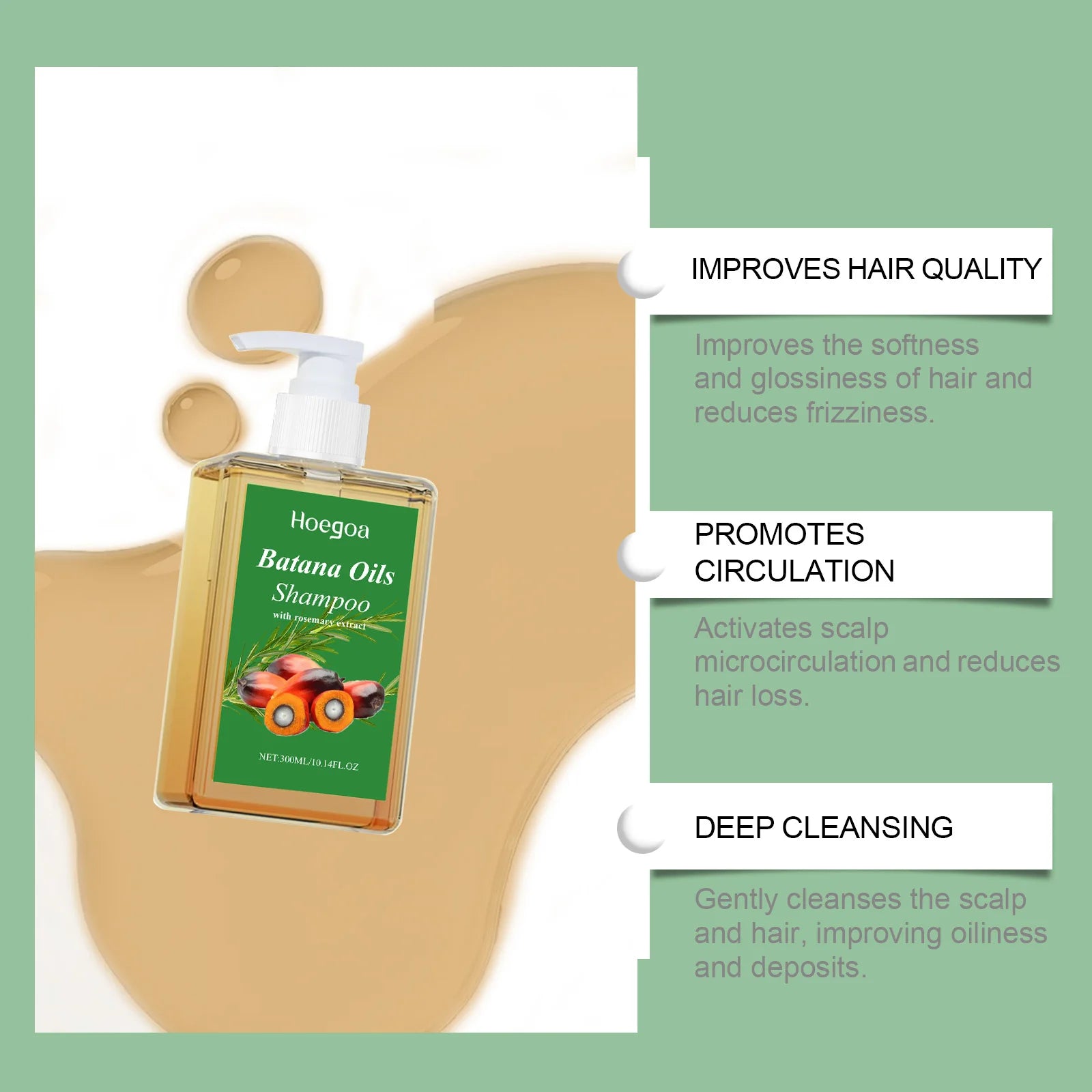 Organic Batana Oil Shampoo Soothing Scalp And Intense Repair With Rosemary Extract — Clear | KIMLUD
