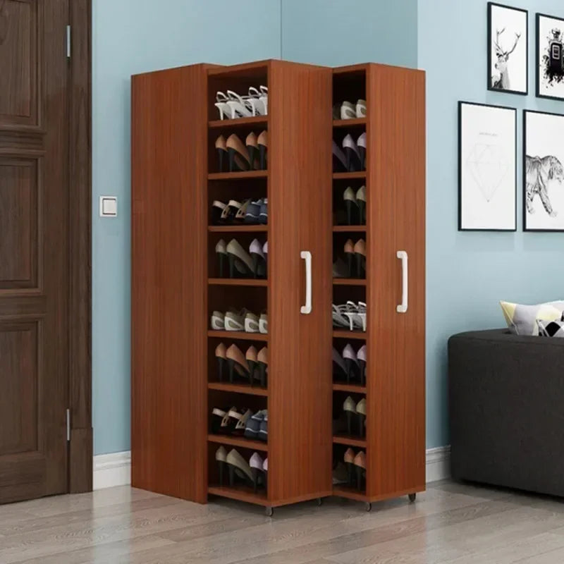 Sliding dustproof shoe cabinet, large capacity wheeled side pull shoe rack storage drawer type seam storage cabinet at home entr