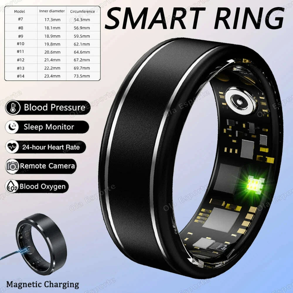 KIMLUD, New Blood Pressure Sleep Health Monitor Smart Ring Sport Remote Camera smartring IP68 Waterproof Care for family Rings Men Women, KIMLUD Womens Clothes