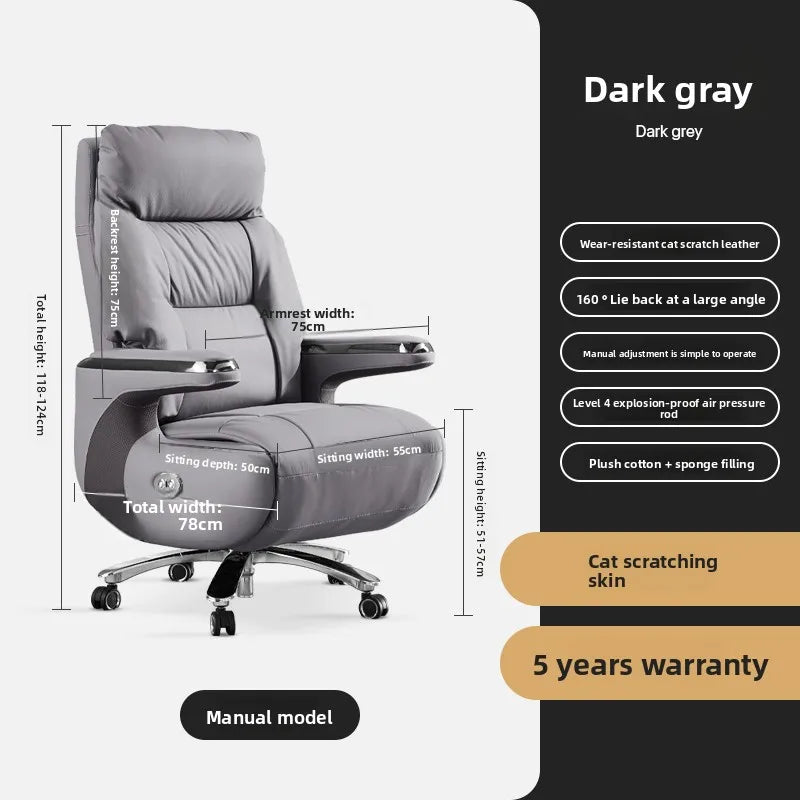 Genuine Leather Executive Office Chair Massage — Cream | KIMLUD