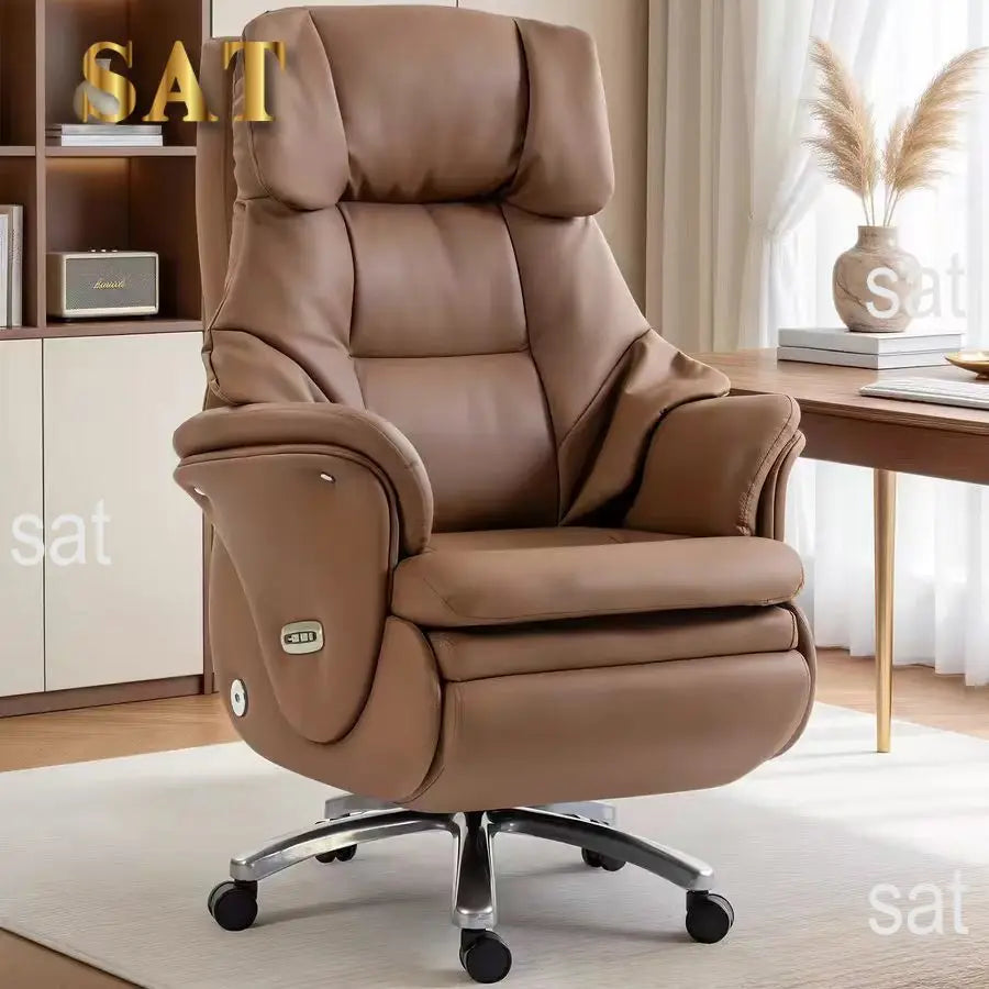 Genuine Leather Executive Office Chair — Brown | KIMLUD