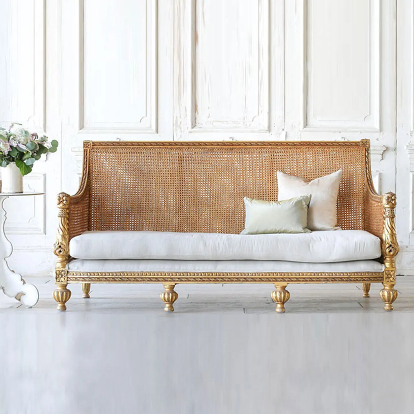 LXC solid wood braided rattan sofa chair retro old living room balcony single studio design sofa