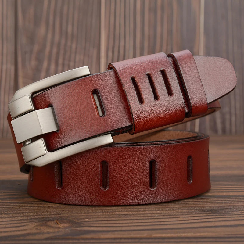 3.8CM Male Belt Men Strap High Quality Genuine Leather Luxury Designer Pin Buckle Casual Cowboy Belts Business Ceinture Homme