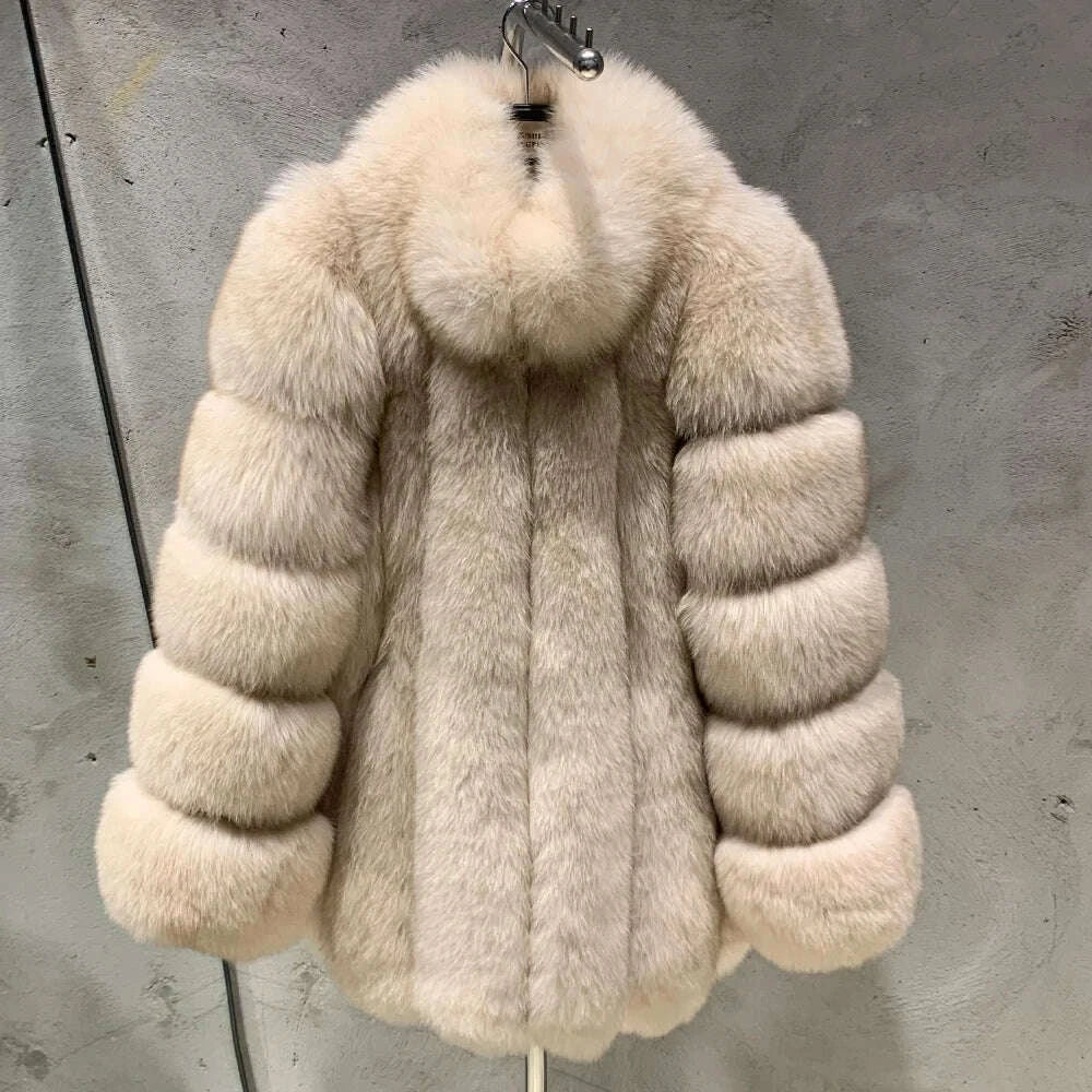 KIMLUD, Long Fox Fur Coats Wholesale Winter Female Natural Fox Fur OutWear Full Pelt Real Fox Fur Jackets with Long Sleeve 909, KIMLUD Womens Clothes