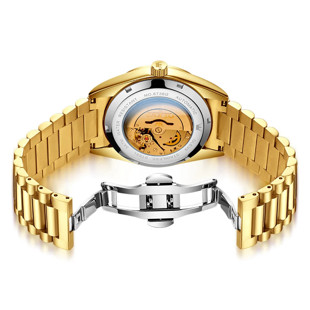 Gold-Tone Stainless Steel Automatic Watch Date — Gold | KIMLUD