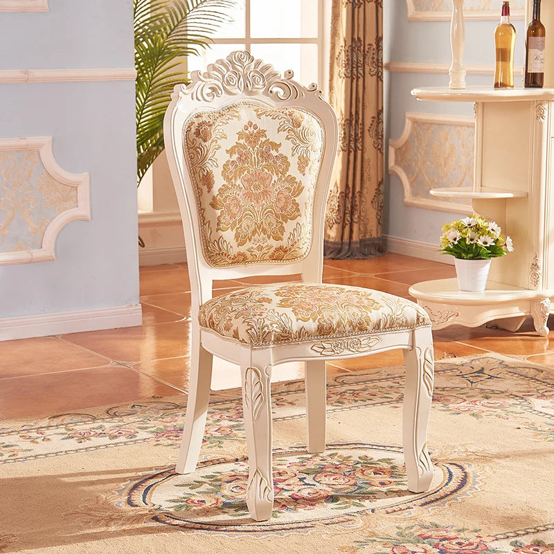 European Style Dining Chair Modern Restaurant Solid Wood Princess Chair Wedding Simple High Quality Muebles Lounge Furniture