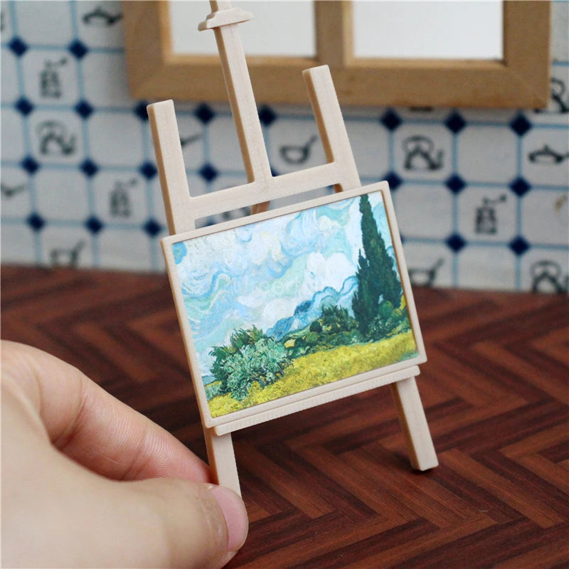 PVC Dollhouse Miniature Palette Easel Set One Twelfth Scale — Ivory | KIMLUD