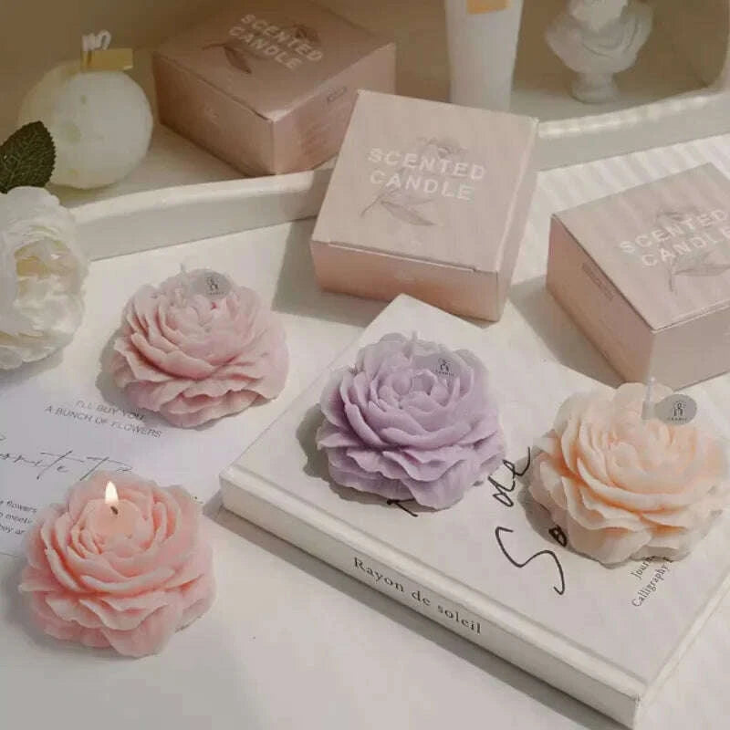 KIMLUD, Creative Peony Candle Floral Fragrance Mothers Day Gift Idea Handmade Soy Wax Aromatherapy for Home Decor Favor Present, KIMLUD Womens Clothes