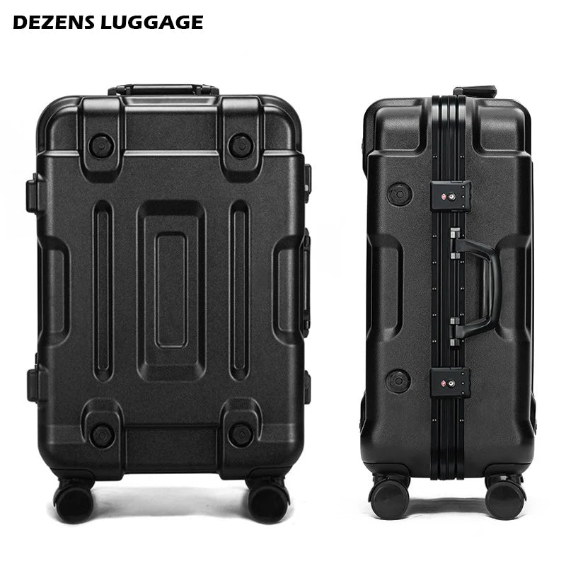 DEZENS High Quality Luggage 20/24/26/30 Inch Big-Capacity Space Silver PC Roling Luggage Spinner travel suitcase