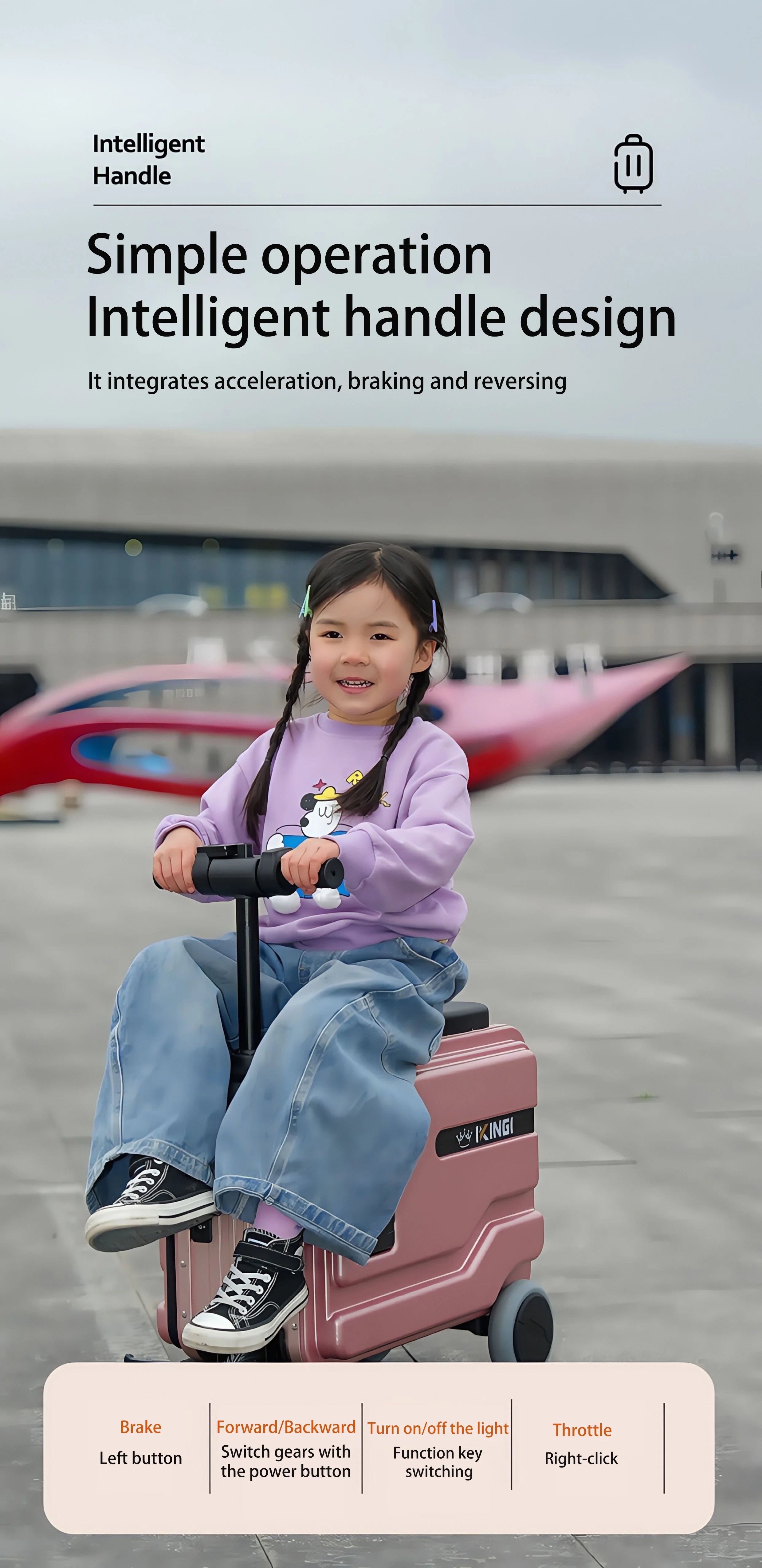 Polycarbonate Luggage Electric Scooter With Aluminum Frame And Quiet Glide — Silver | KIMLUD