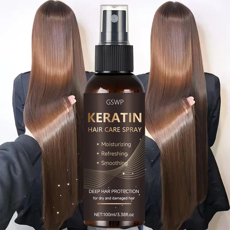 Keratin Hair Spray Castor Argan Oils Instantly Absorbed — Deep Brown | KIMLUD