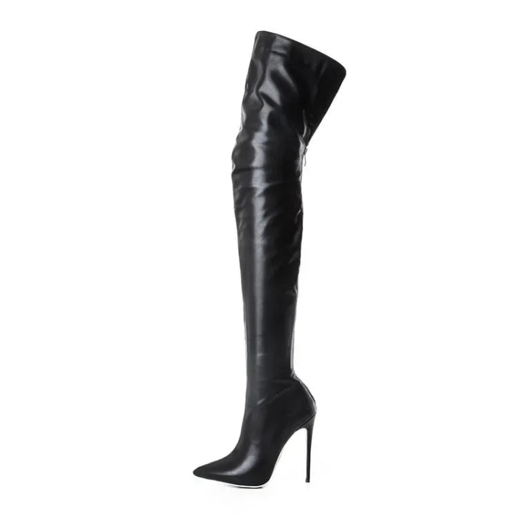Black Sexy Over The Knee Boots for Women High Heels Shoes Ladies Thigh High Boots 2025 Winter Big Size Long Boots Female Shoes