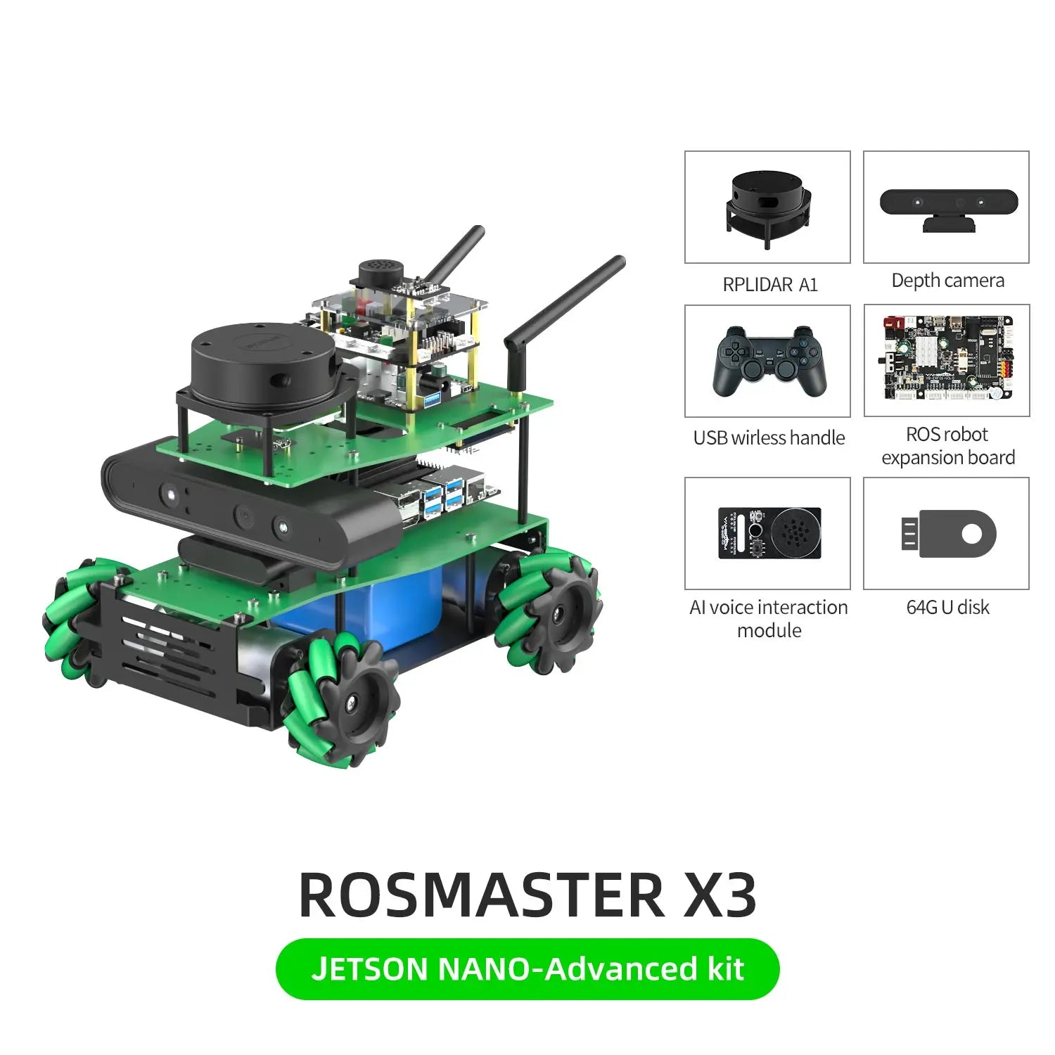 ROSMASTER X3 ROS2 Robot Aluminum Alloy Frame Autopilot Lidar Mapping for Jetson NANO Orin NX SUPER Orin NANO SUPER Raspberry Pi5