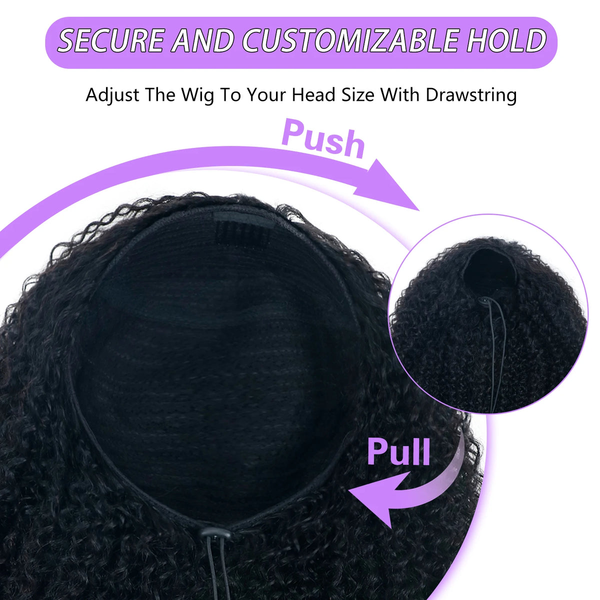 Half Wig - Drawstring Seamless - Remy Human Hair - Curly | KIMLUD