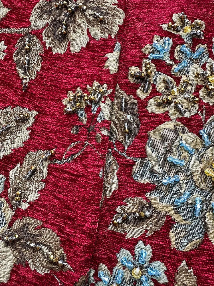 autumn-winter-new-womens-velvet-beaded-round-neck-34-sleeve-burgundy-mid-length-coat-chenille-texture-luxury-jacketkimludkimlud-35562227