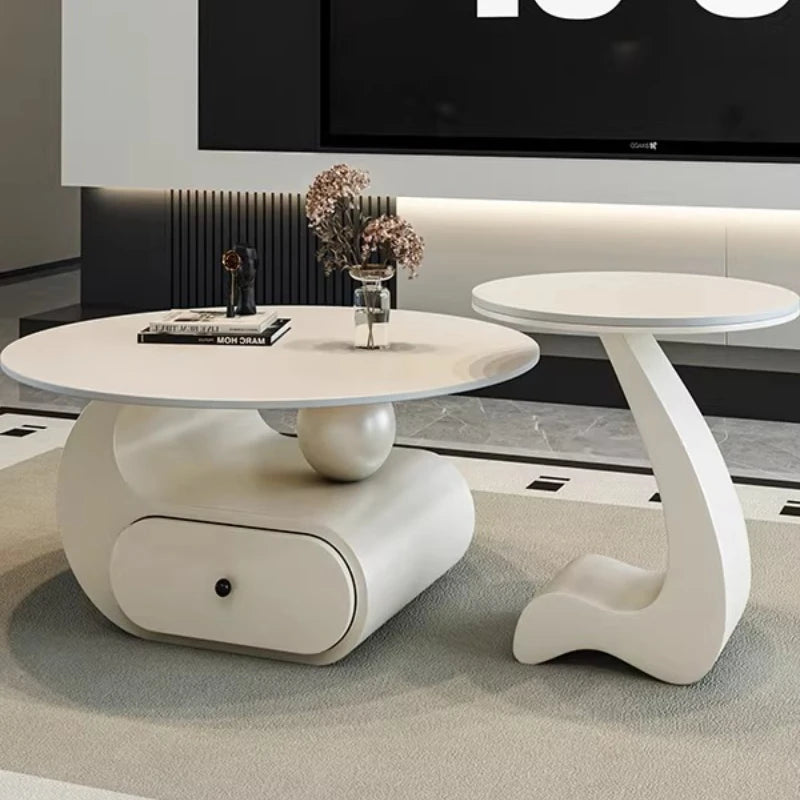 Italian Minimalist Coffee Table With Storage — Cream | KIMLUD