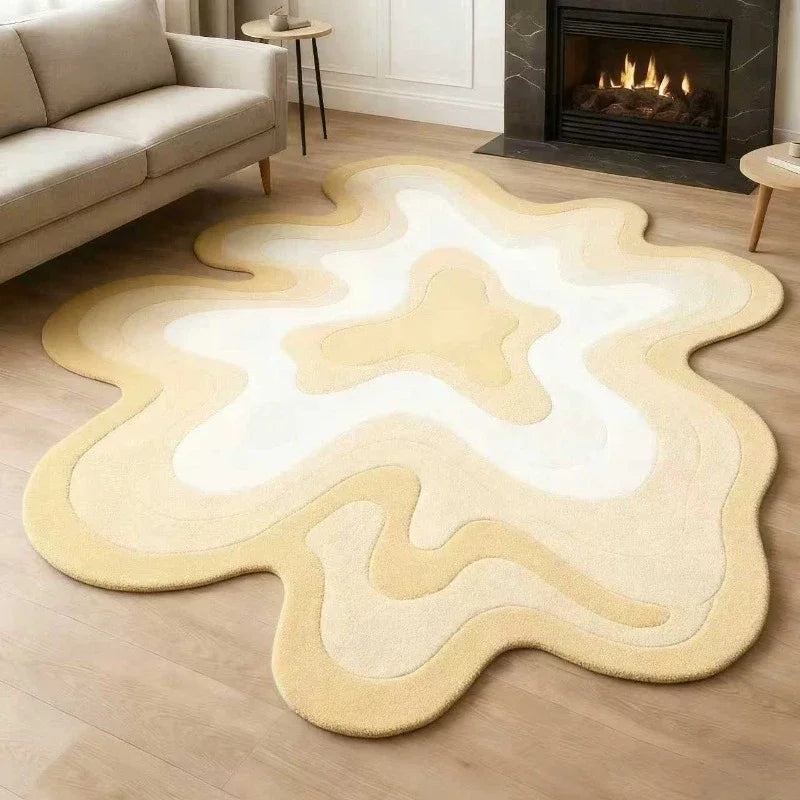 Abstract Plush Rug Irregular Shape — Navy | KIMLUD