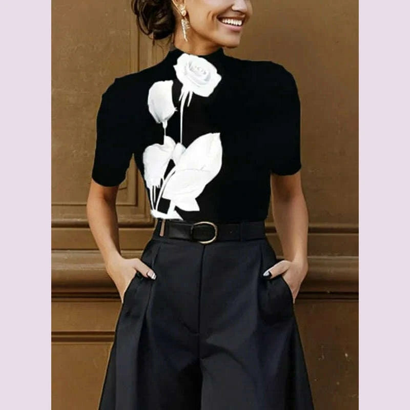 yeezzi-womens-flower-printed-stand-collar-skinny-tops-2025-new-half-sleeves-urban-casual-office-trendy-black-basics-t-shirtskimlud-womens-fashion-34606193