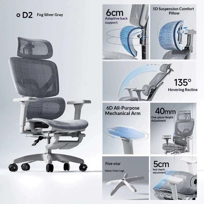 Mesh Executive Office Chair Ergonomic Adjustable — Cool Gray | KIMLUD