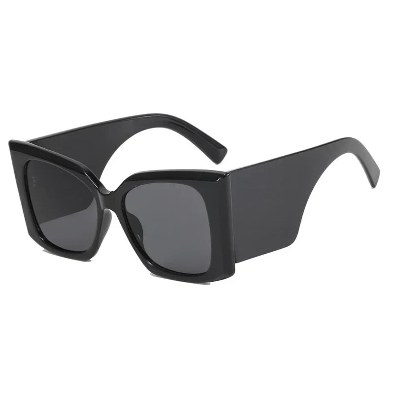 Oversized Sunglasses Square Frame Plastic — Black | KIMLUD