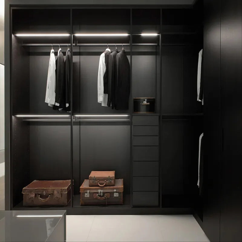 Aluminium Wall Mounted Modular Wardrobe With Shoe Cabinet — Dark Walnut Brown | KIMLUD