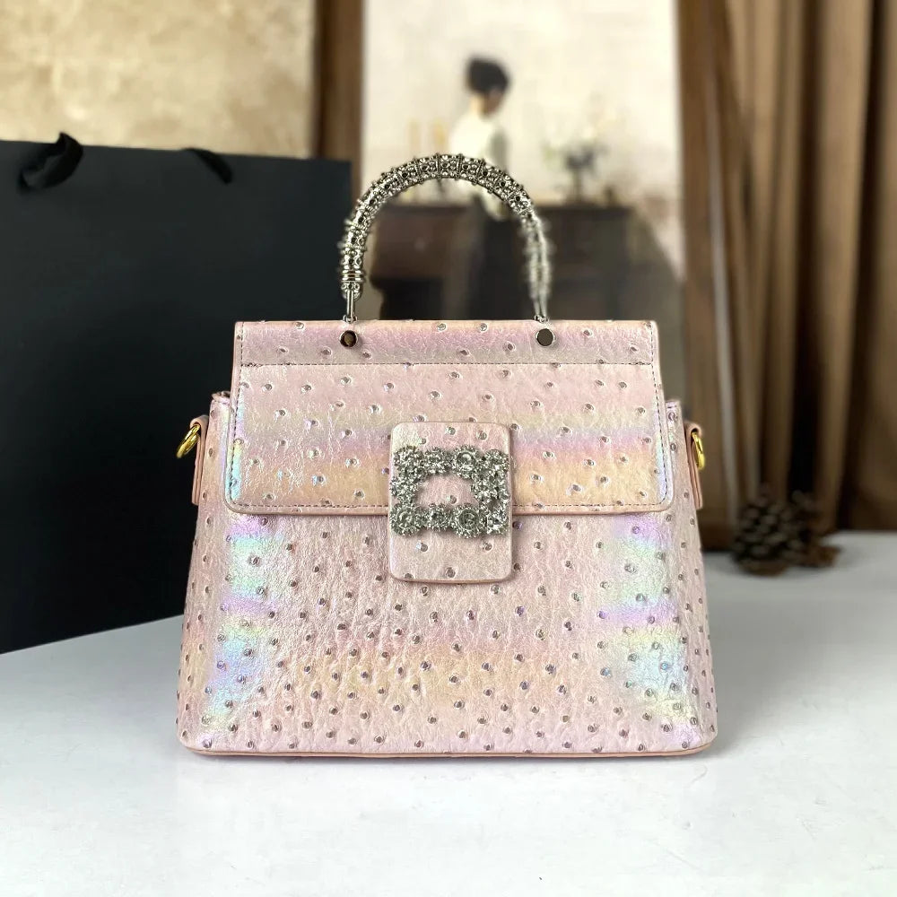 PU Crossbody Bag Laser Light Finish — Black | KIMLUD