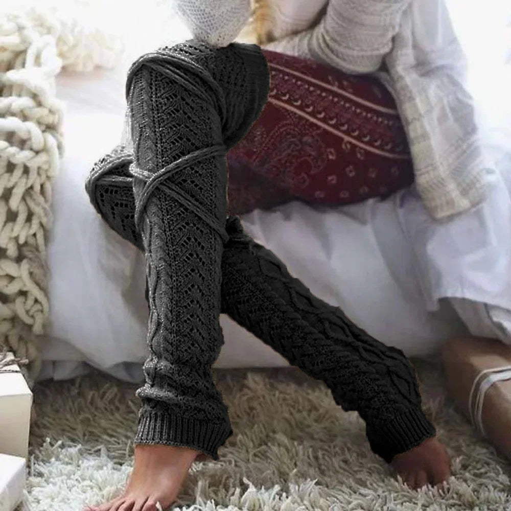 KIMLUD, Womens Leg Warmers Boots Gaiter Winter Ankle Warm Thermal Ladies Wool Above Knee High Socks Knitted Female Y2k Accessory Gothic, KIMLUD Womens Clothes