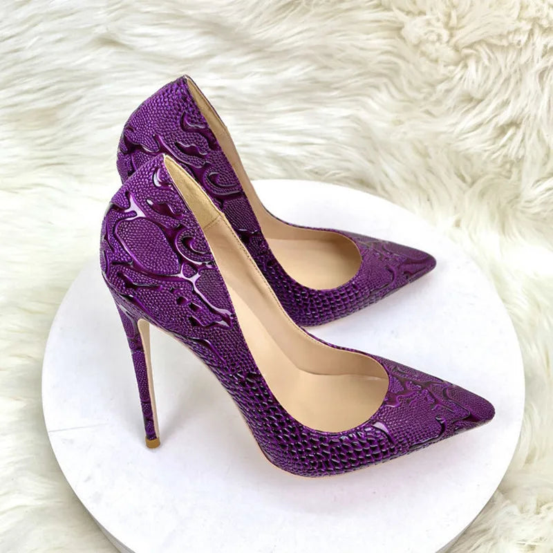 Pumps – Pointed Toe Slip On – Microfiber – Purple | KIMLUD