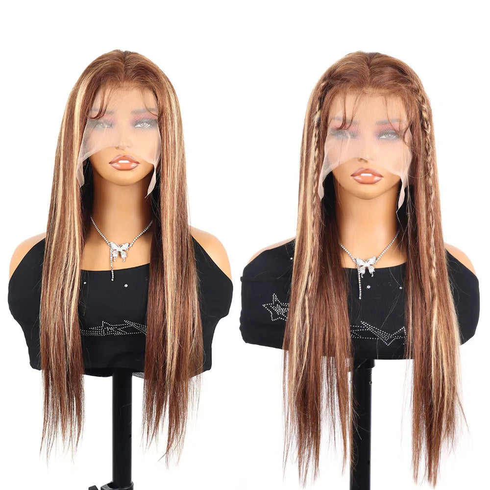 360 Full Lace Wig 40 Inch Ombre Silk Straight — Honey Blonde | KIMLUD