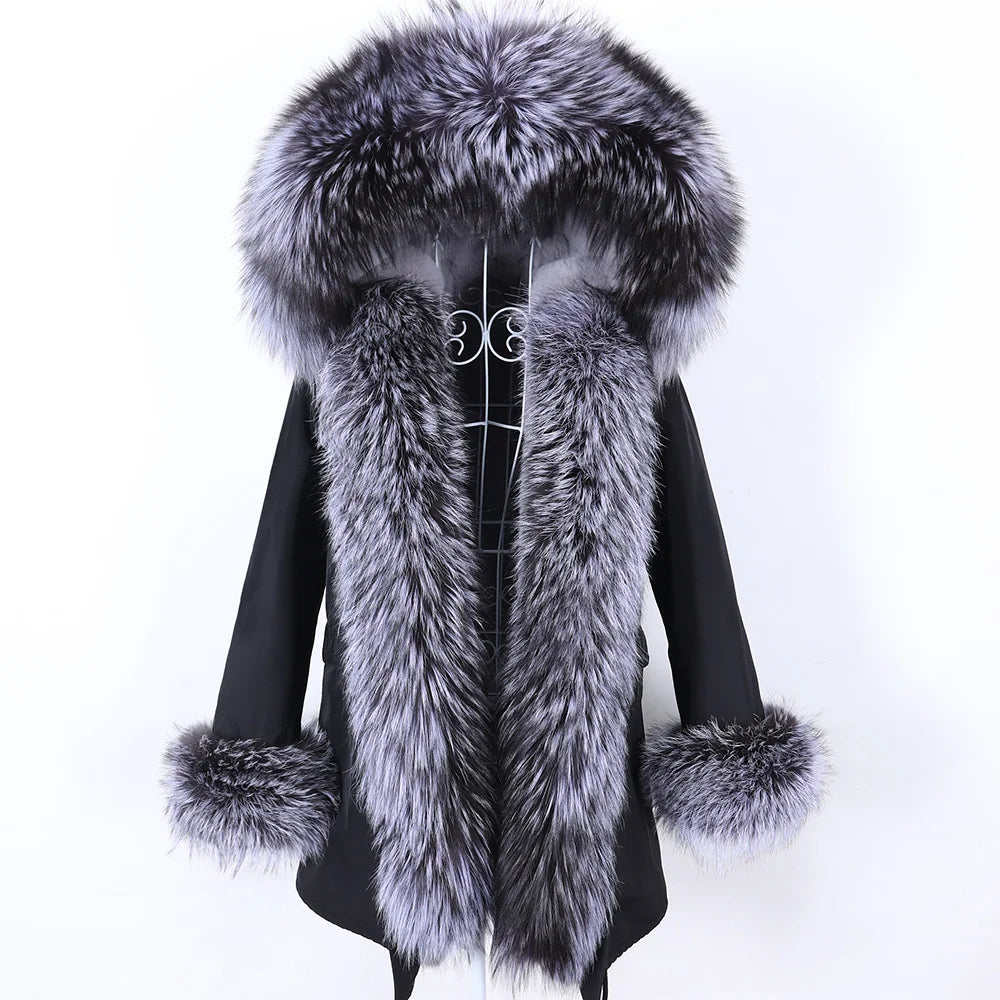 2023 Super Hot Winter Jacket Hooded Long Overcoat Parkas Female Clothes Removable Real Fox Fur Collar Coats Woman