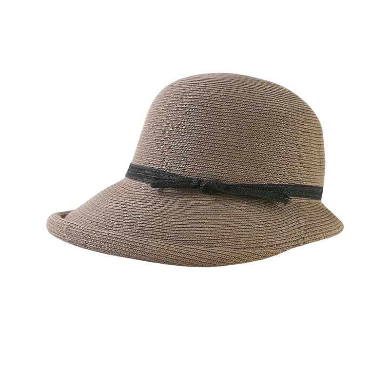KIMLUD, Hepburn Style Straw Hat Women Age Reduction Face Small Curly Edge SunHat Female Summer Beach Hat Japan Holiday Party Cap UPF50+, Brown / CHINA, KIMLUD APPAREL - Womens Clothes