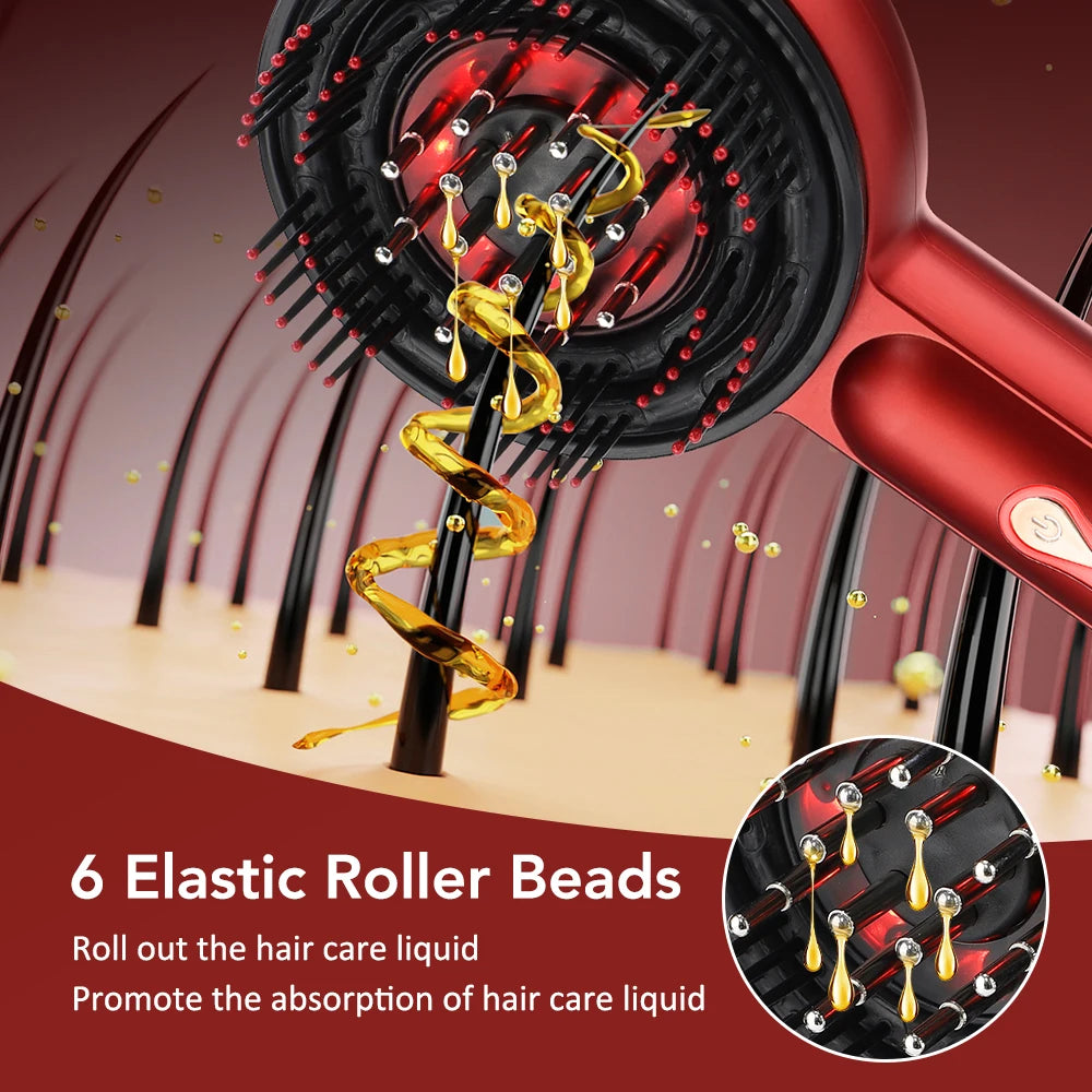 Electric Massage Comb Vibration Massager Red Light Follicle Comb Scalp Brush Hair Growth Anti Hair Loss Liquid Oil Applicator
