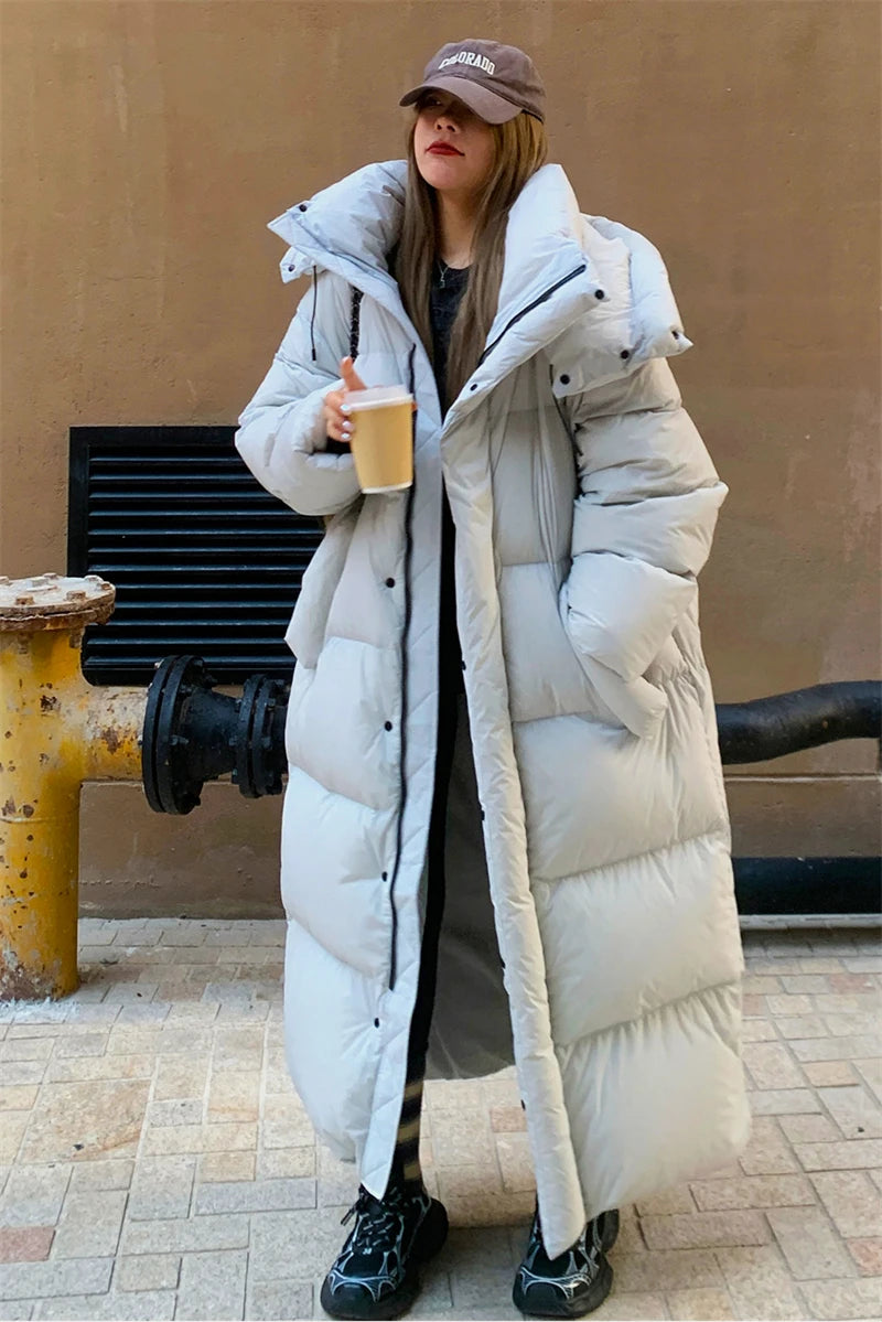 Пуховики Winter Thicken Warm Women Parkas Outwear Hooded Coat 2024 New Long Down Jacket Korean Loose Cotton Coat Ins 여성 겨울코트