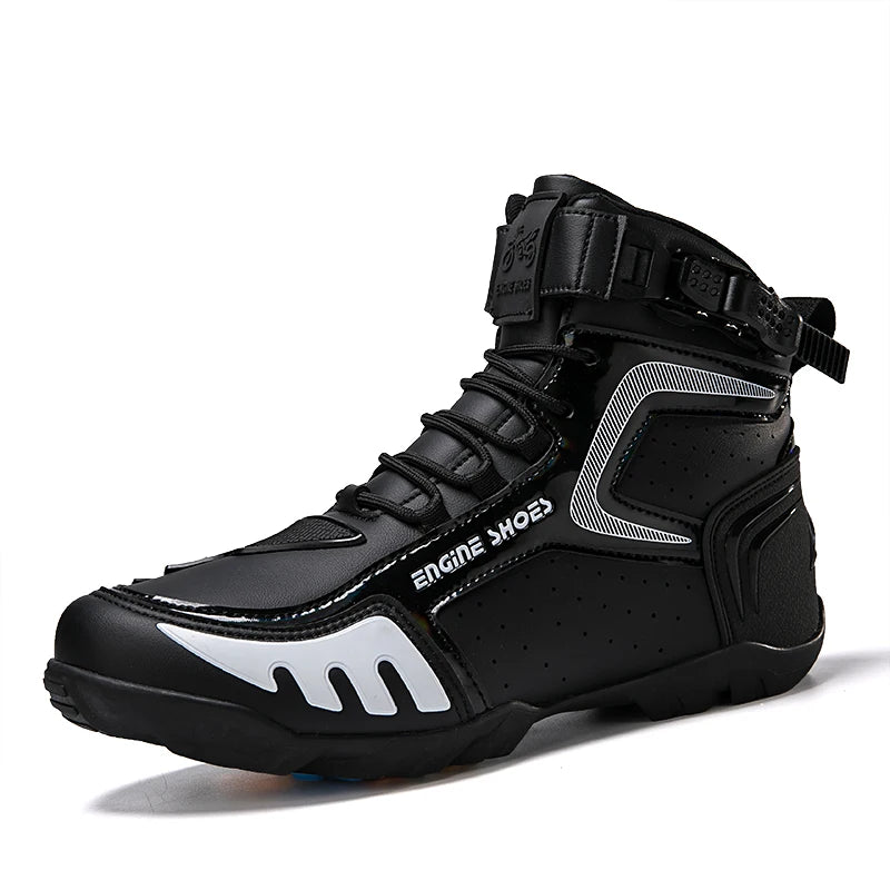 Motorcycle Riding Shoe High Top Buckle — Neon Yellow | KIMLUD
