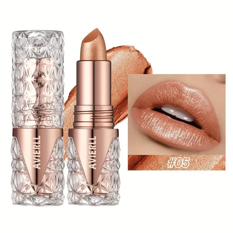 Fine Glitter lipstick, quicksand gold lipstick, moisturizing silky mermaid girl pink, long-lasting waterproof, grapefruit orange