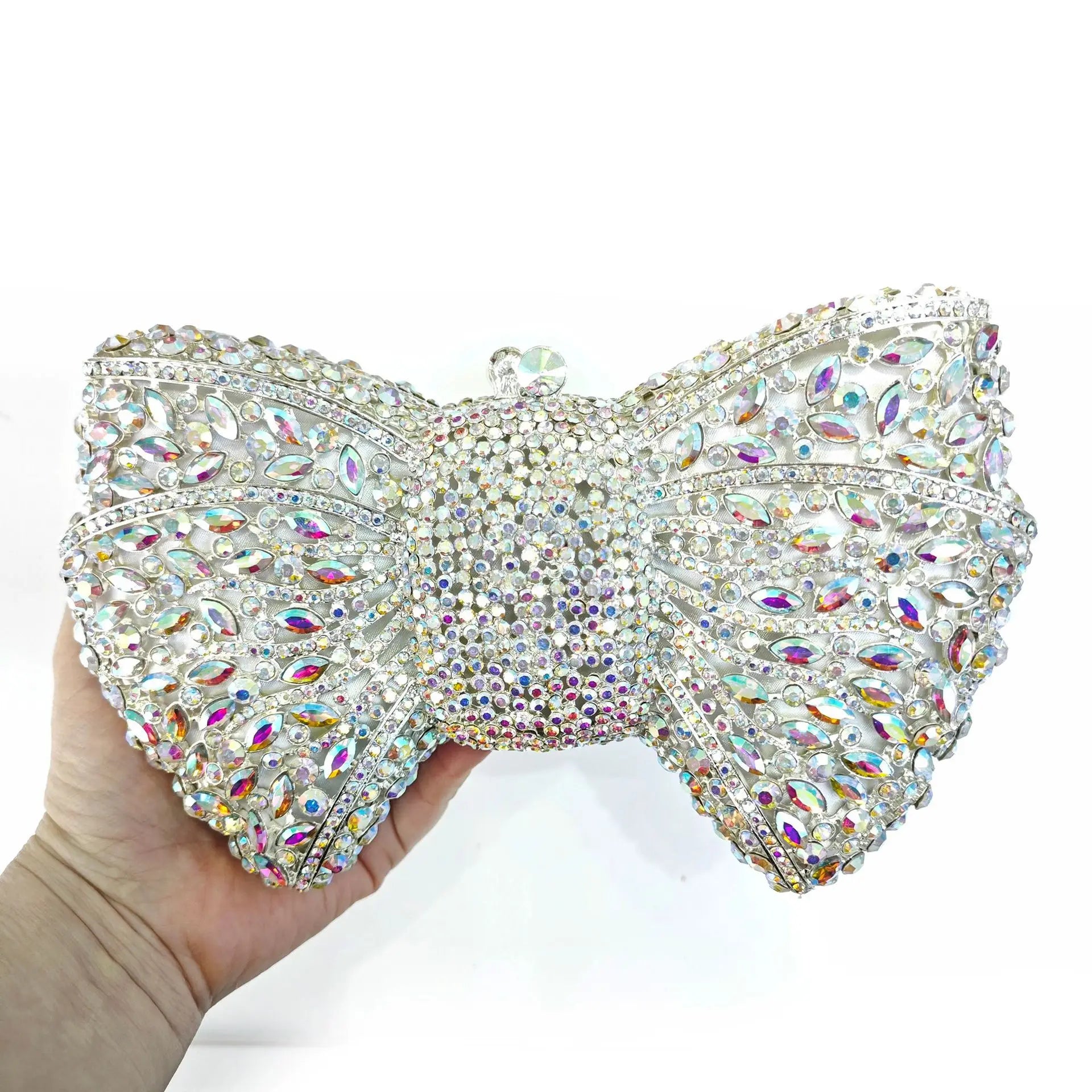XIYUAN 15 Color Fashion Hollow Bow Woman Evening Bag Wedding Bride Diamond Stone Purse Crystal Banquet Gala Party Dinner Handbag
