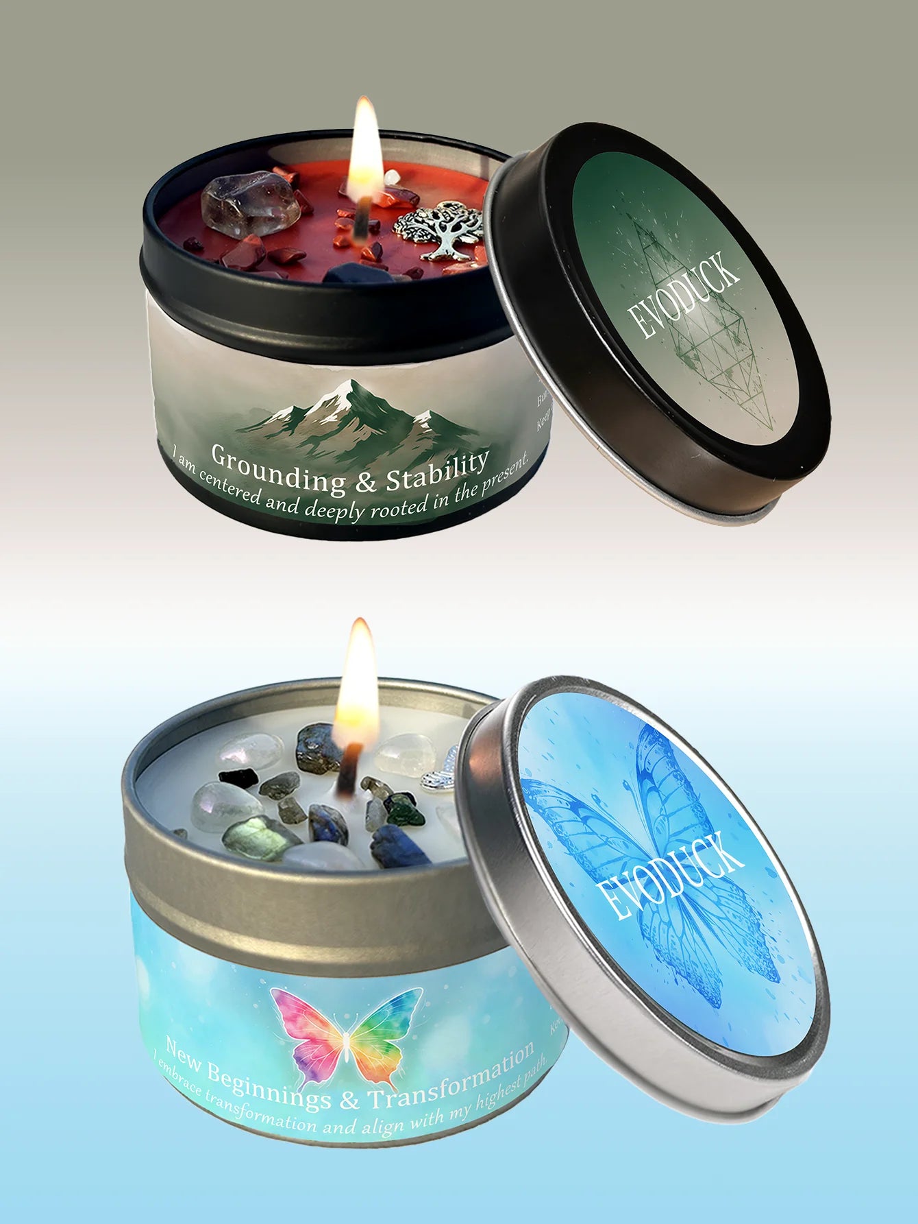 KIMLUD, EVDUCK 3oz Scented Candle, Vetiver & Cedarwood Scent with Crystals, for Gifting Suitable for Christmas, Halloween Female Friends, KIMLUD Womens Clothes