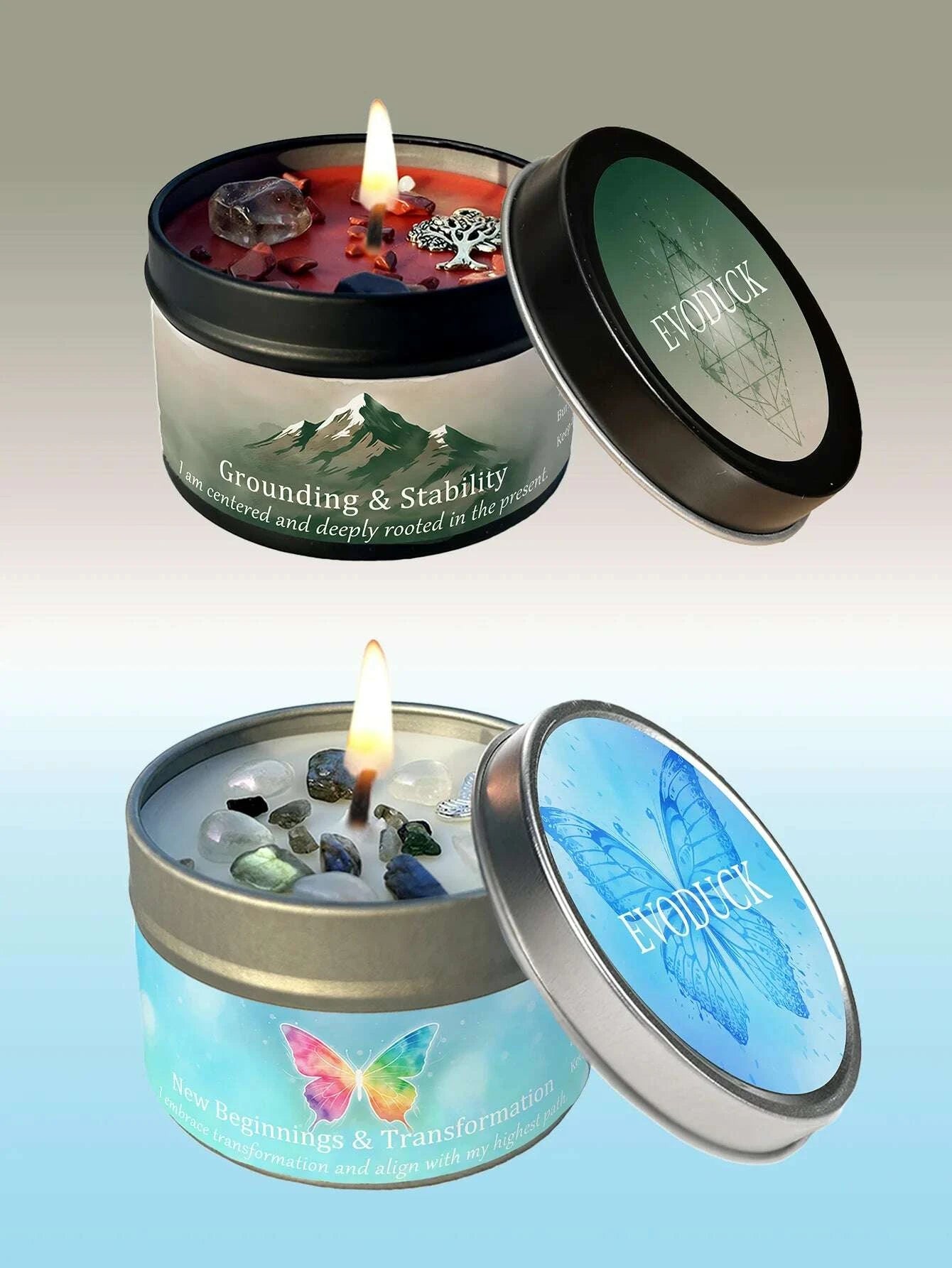 KIMLUD, EVDUCK 3oz Scented Candle, Vetiver & Cedarwood Scent with Crystals, for Gifting Suitable for Christmas, Halloween Female Friends, KIMLUD Womens Clothes